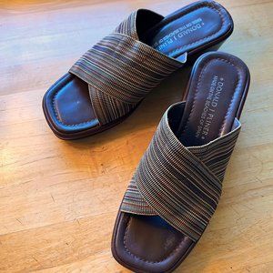 Donald J Pliner 9M Sandals Slides Wedge Shoes Multi-color and brown